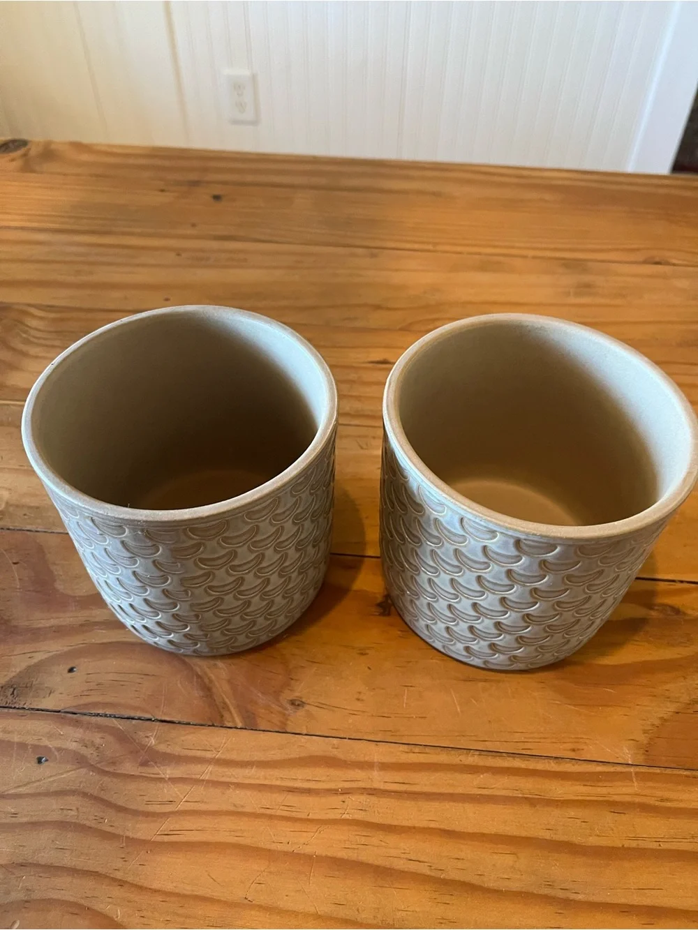 IKEA Chiafron Gray Glazed Clay Pots Set of 2